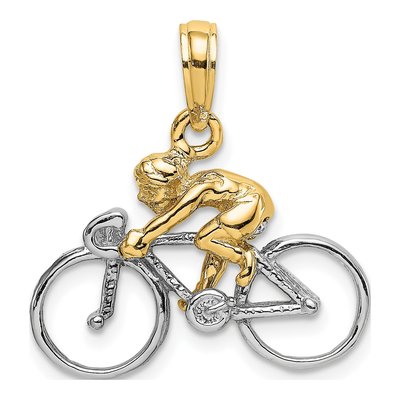 14K Two-Tone Gold Bicycle Pendant