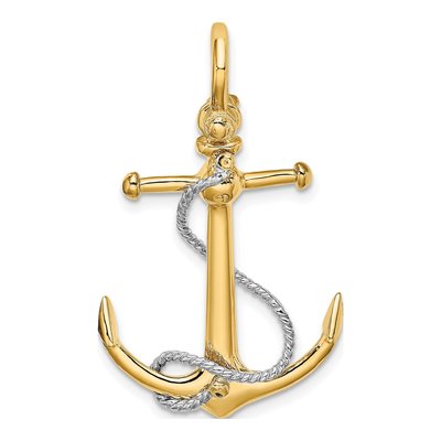 14K Two-Tone Gold 3-D Anchor Charm – view 5
