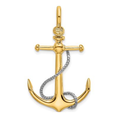 14K Two-Tone Gold 3-D Anchor Charm