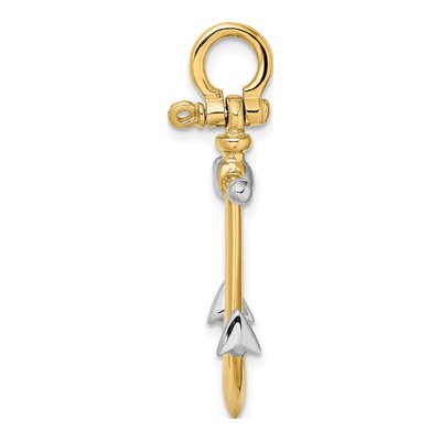 14K Yellow Gold 3-D Anchor Long Bar Shackle Bail Charm – view 3