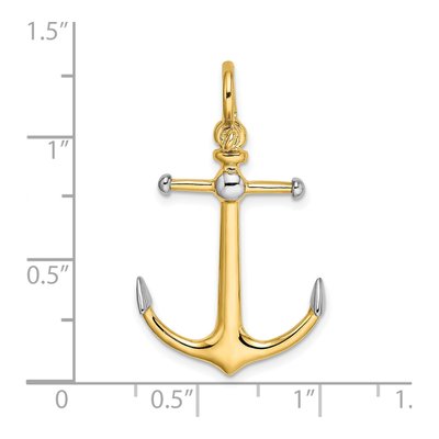 14K Yellow Gold 3-D Anchor Long Bar Shackle Bail Charm – view 4