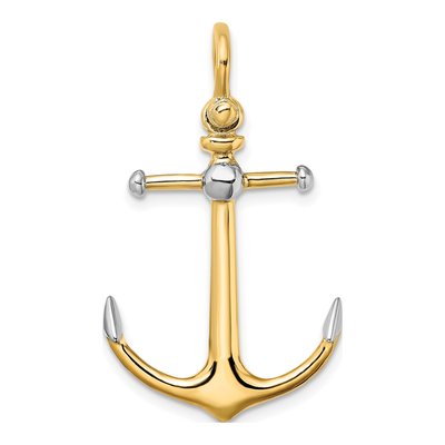 14K Yellow Gold 3-D Anchor Long Bar Shackle Bail Charm – view 5