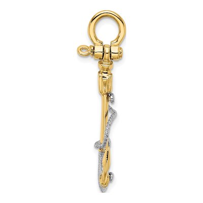 14K Two-Tone Gold 3D Anchor Charm – view 3