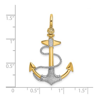 14K Two-Tone Gold 3D Anchor Charm – view 4