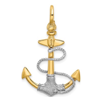 14K Two-Tone Gold 3D Anchor Charm – view 5