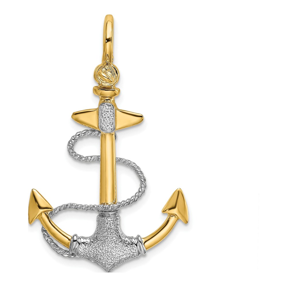 14K Two-Tone Gold 3D Anchor Charm