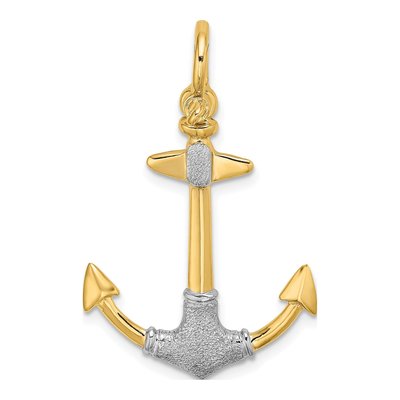 14K Yellow Gold 3D Anchor Charm
