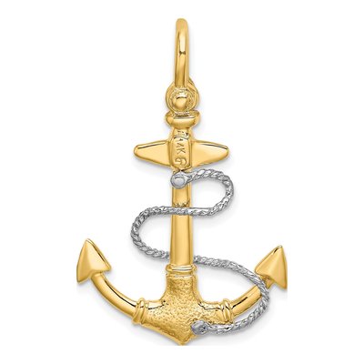 14K Two-Tone Gold Anchor Charm – view 5