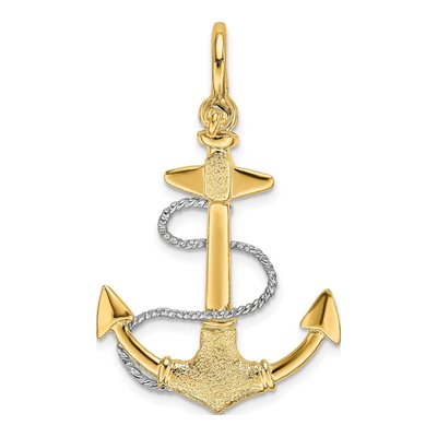 14K Two-Tone Gold Anchor Charm