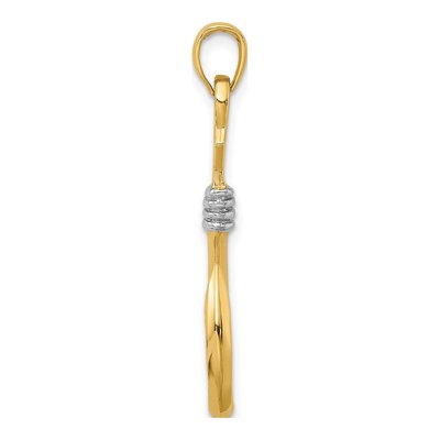14K Yellow Gold 3D Fish Hook Pendant – view 3