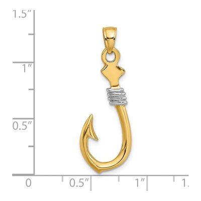 14K Yellow Gold 3D Fish Hook Pendant – view 4