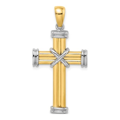 14K Two-Tone Gold Center Cross Charm