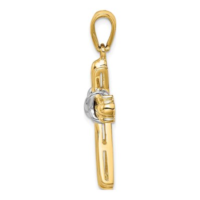 14K Two-Tone Gold Design Cross Charm – view 3