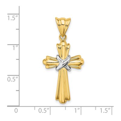 14K Two-Tone Gold Design Cross Charm – view 4