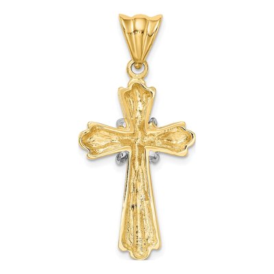 14K Two-Tone Gold Design Cross Charm – view 5