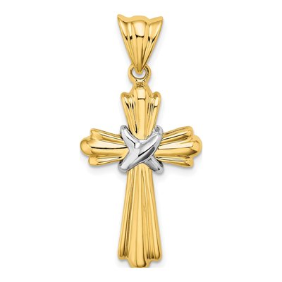 14K Two-Tone Gold Design Cross Charm