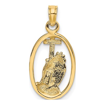14K Yellow Gold Praying Hands Cross Charm – view 4