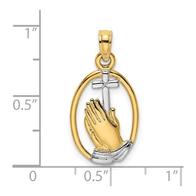 14K Yellow Gold Praying Hands Cross Charm – view 5