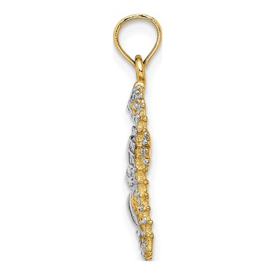 14K Yellow Gold Starfish Seahorse Pendant – view 3