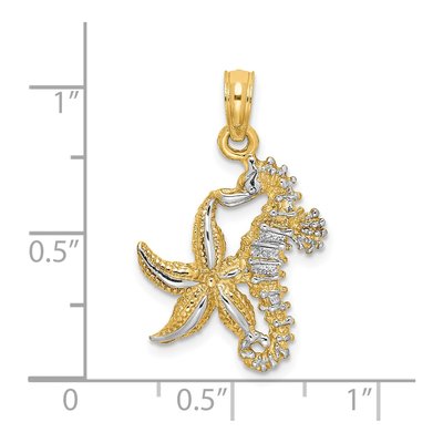 14K Yellow Gold Starfish Seahorse Pendant – view 4