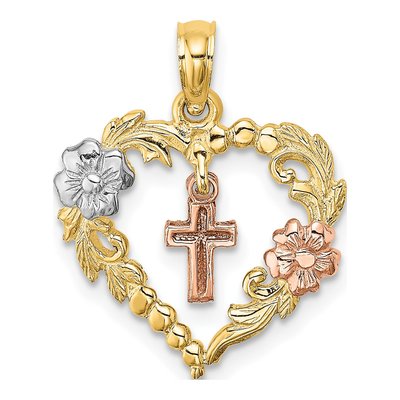 14K Two-Tone Gold Heart Charm