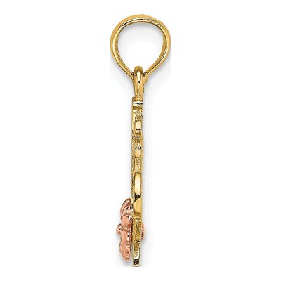 14K Two-Tone Gold Grandma Flower Number 1 Pendant – view 3