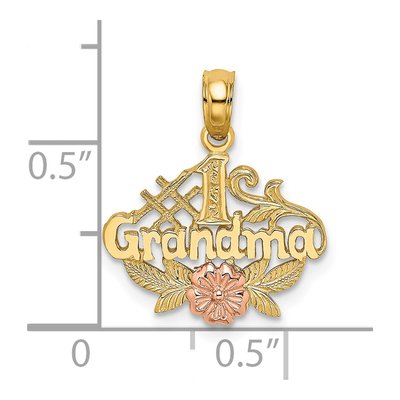 14K Two-Tone Gold Grandma Flower Number 1 Pendant – view 4