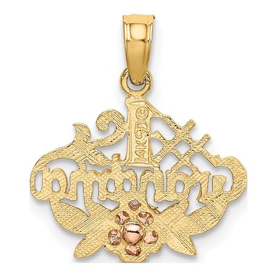 14K Two-Tone Gold Grandma Flower Number 1 Pendant – view 5