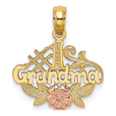 14K Two-Tone Gold Grandma Flower Number 1 Pendant