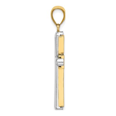 14K Two-Tone Gold Beveled Cross Pendant – view 3