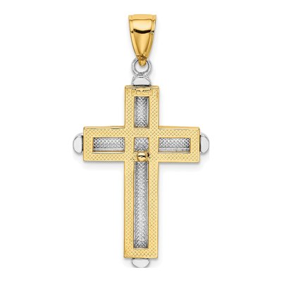 14K Two-Tone Gold Beveled Cross Pendant – view 4