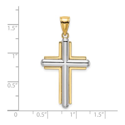 14K Two-Tone Gold Beveled Cross Pendant – view 5