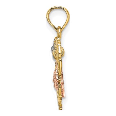14K Two-Tone Gold Mother Baby Heart Pendant – view 3