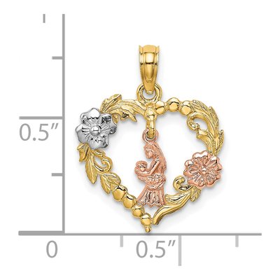 14K Two-Tone Gold Mother Baby Heart Pendant – view 4