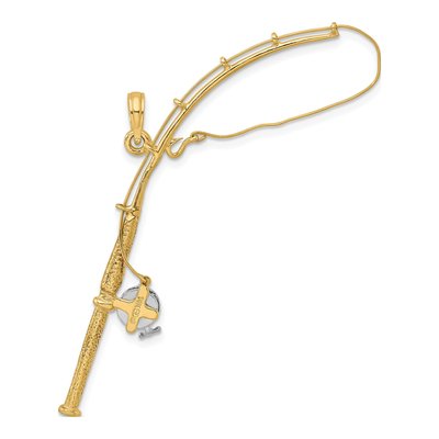 14K Yellow Gold Fishing Pole Reel Charm – view 5