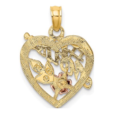 14K Two-Tone Gold Mother Heart Flower Number 1 Charm – view 5