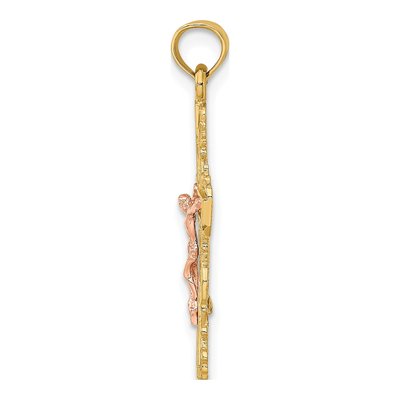 14K Two-Tone Gold Lace Trim Crucifix Charm – view 3