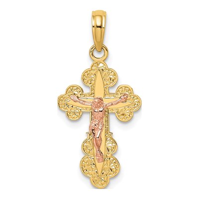 14K Two-Tone Gold Crucifix Charm