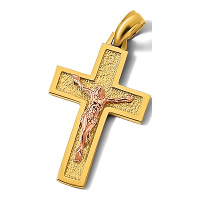 14K Two-Tone Gold Latin Crucifix Pendant – view 6