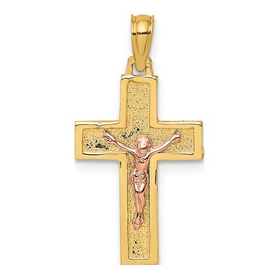 14K Two-Tone Gold Latin Crucifix Pendant
