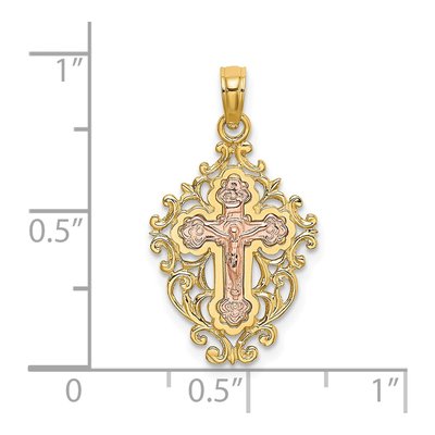 14K Two-Tone Gold Crucifix Charm – view 4