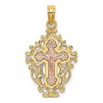 14K Two-Tone Gold Crucifix Charm