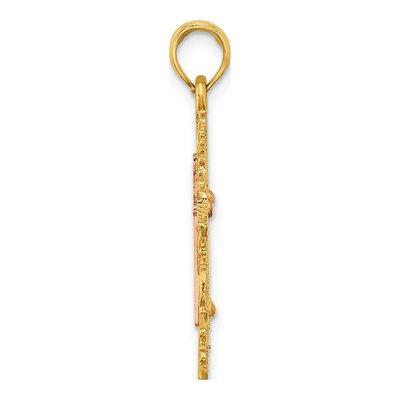14K Two-Tone Gold Lace Trim Cross Pendant – view 3