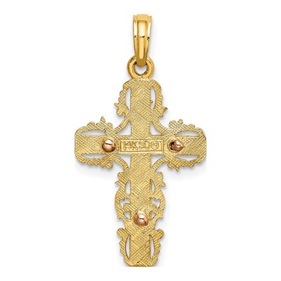 14K Two-Tone Gold Lace Trim Cross Pendant – view 5
