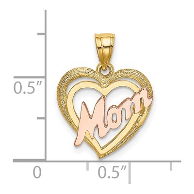 14K Two-Tone Gold MOM Heart Pendant – view 4