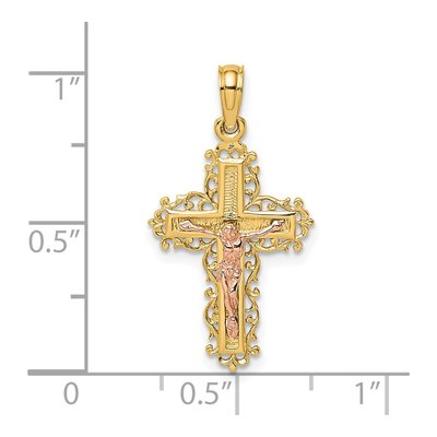 14K Two-Tone Gold Crucifix Charm – view 4