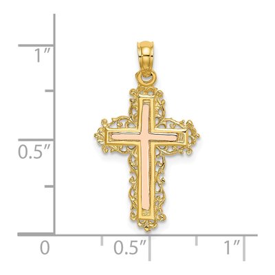 14K Two-Tone Gold Cross Charm – view 4