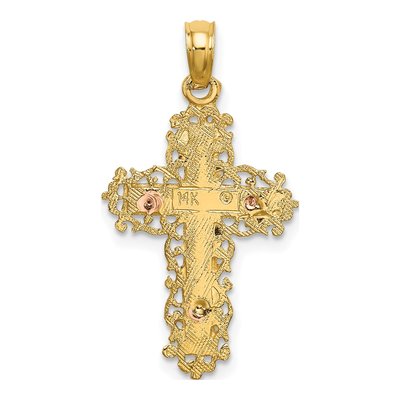 14K Two-Tone Gold Cross Charm – view 5