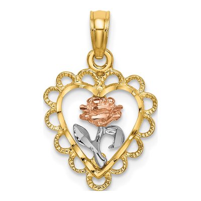 14K Two-Tone Gold Heart Charm