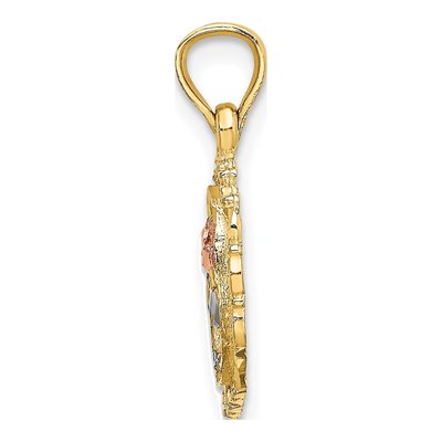 14K Two-Tone Gold Oval Frame Pendant – view 3